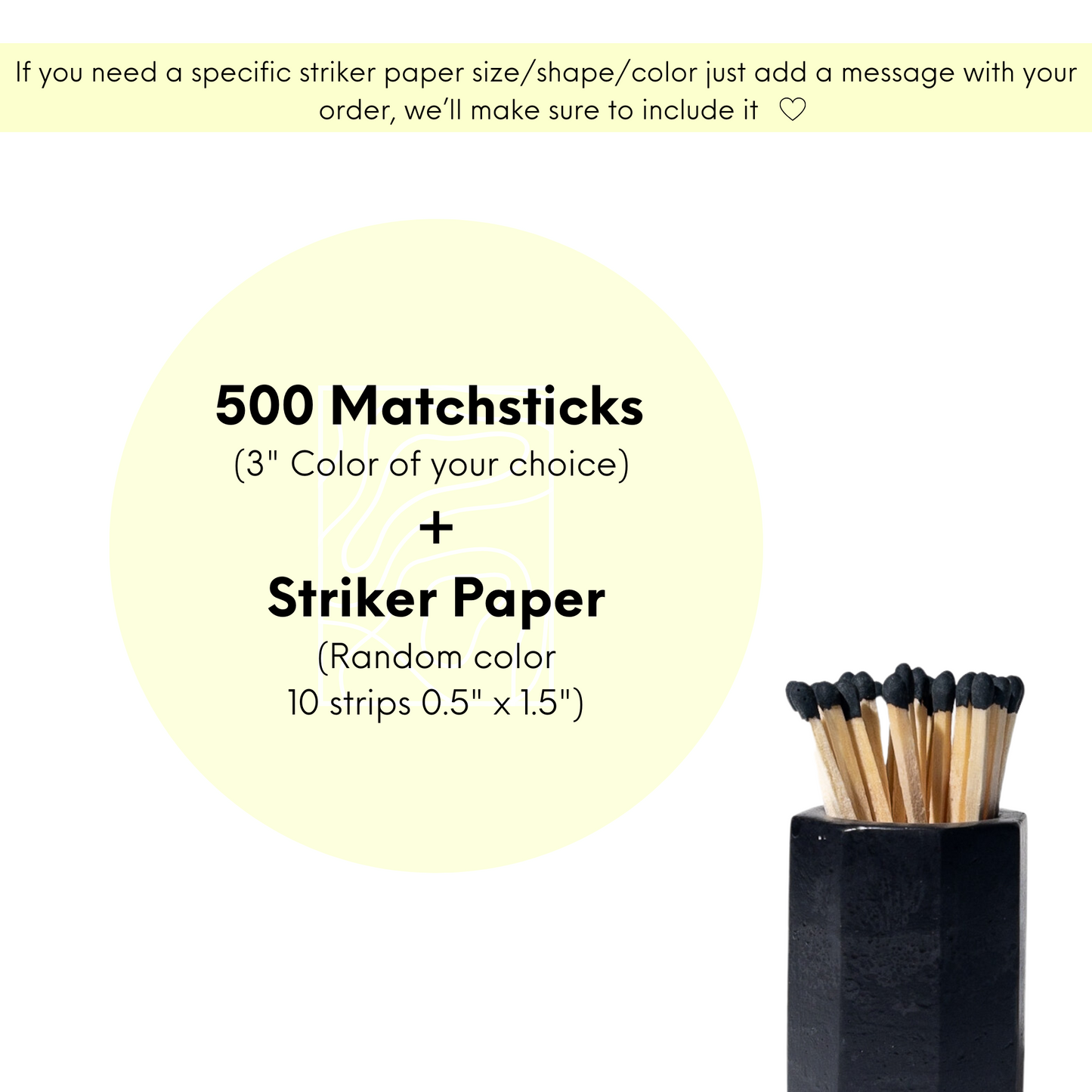 3" Black Tip Long matches Black | Bulk matches | Matches Kit
