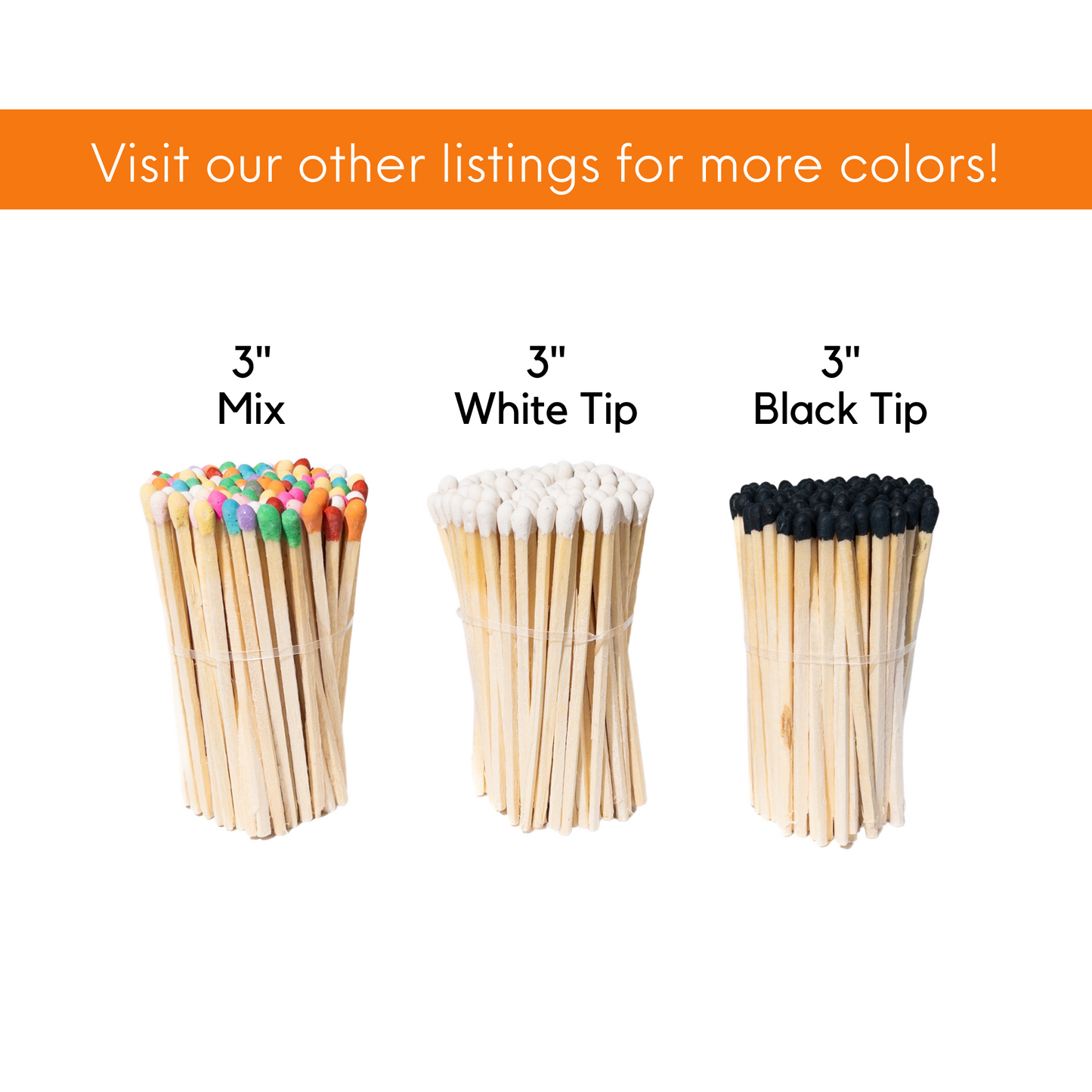 3" Black Tip Long matches Black | Bulk matches | Matches Kit